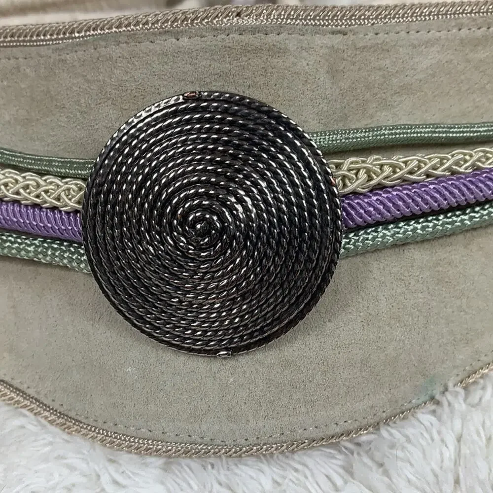 Vintage ione‎ for coastlines suede and rope hook belt, med